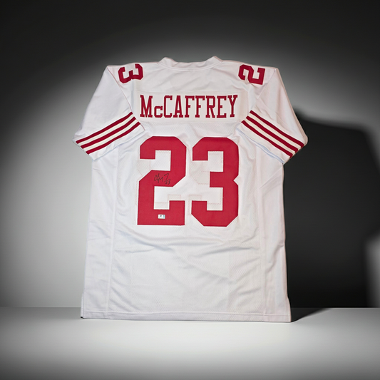 Christian McCaffery 49ers Autographed Custom Football Jersey coa (XL)