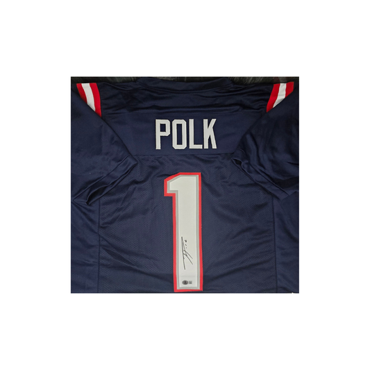 Ja'Lynn Polk New England Patriots Autographed Custom Football Jersey Hologram - Fan Freaks