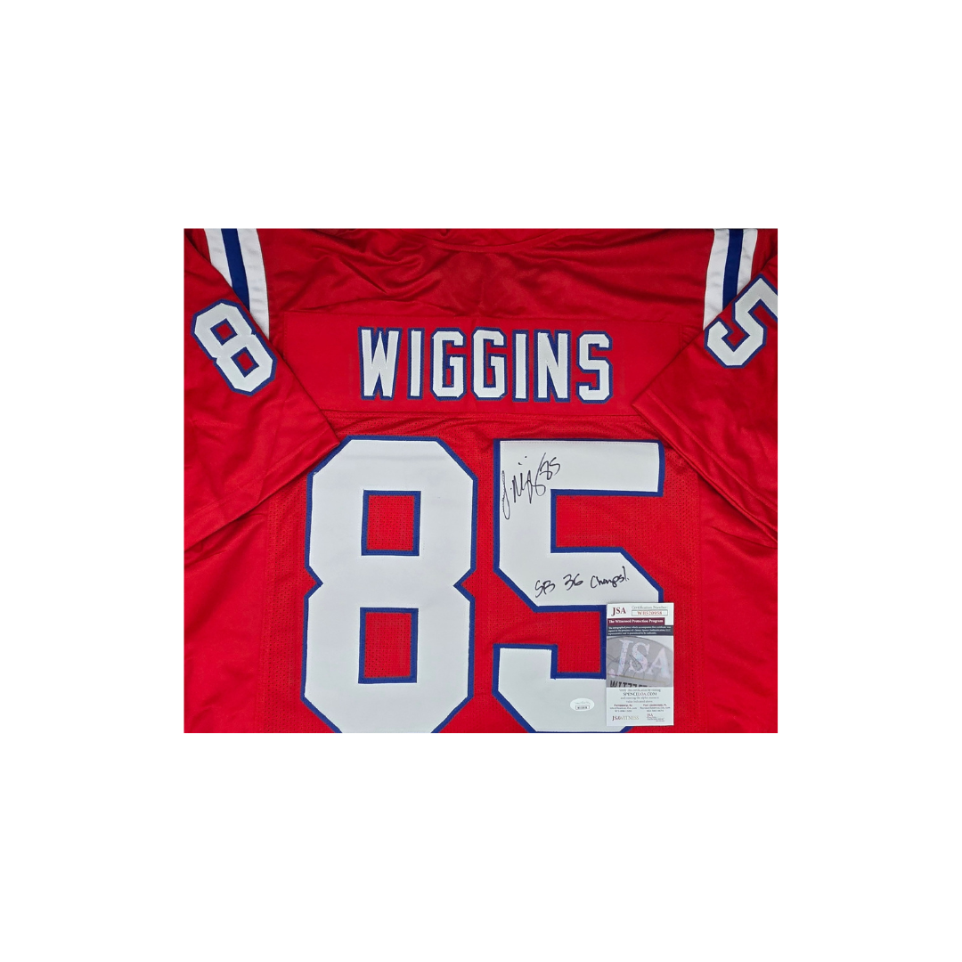 Jermaine Wiggins New England Patriots Autographed & Ins Custom Football Jersey With COA - Fan Freaks