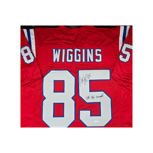 Jermaine Wiggins New England Patriots Autographed & Ins Custom Football Jersey coa - Fan Freaks