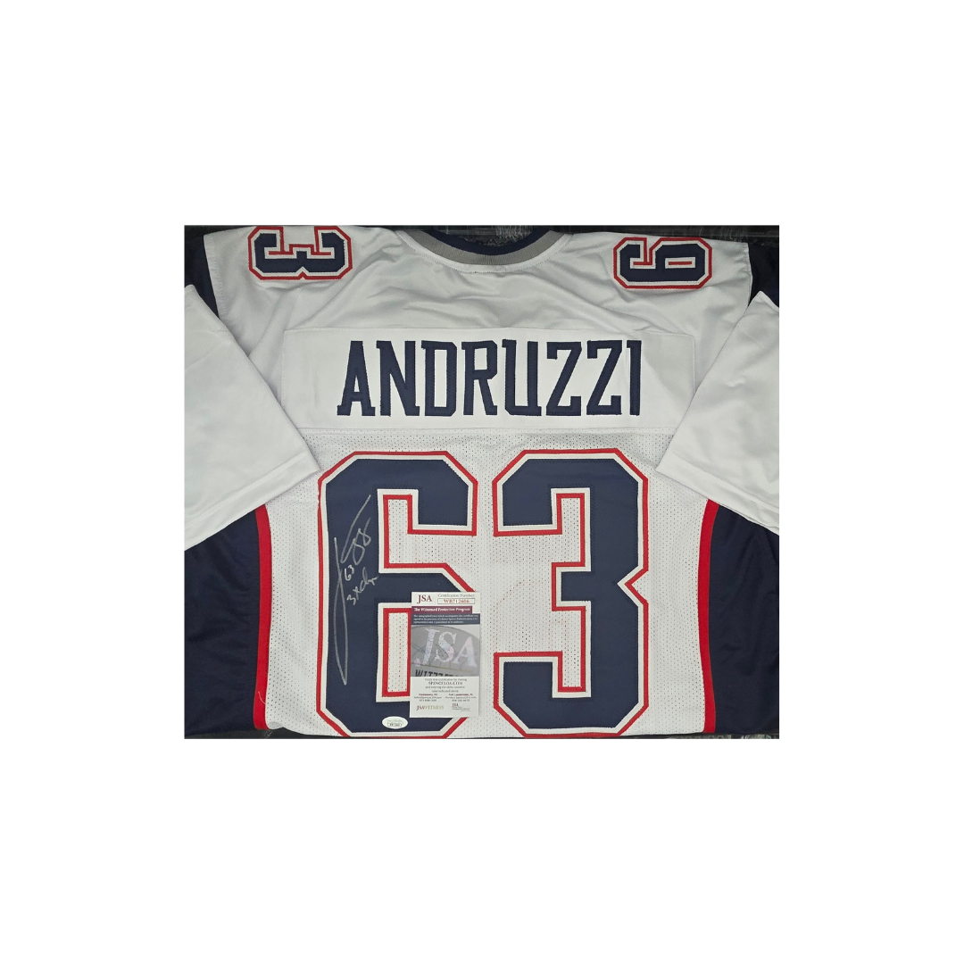 Joe Andruzzi New England Patriots Autographed Custom Football Jersey With COA - Fan Freaks