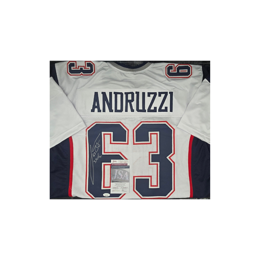 Joe Andruzzi New England Patriots Autographed Custom Football Jersey With COA - Fan Freaks