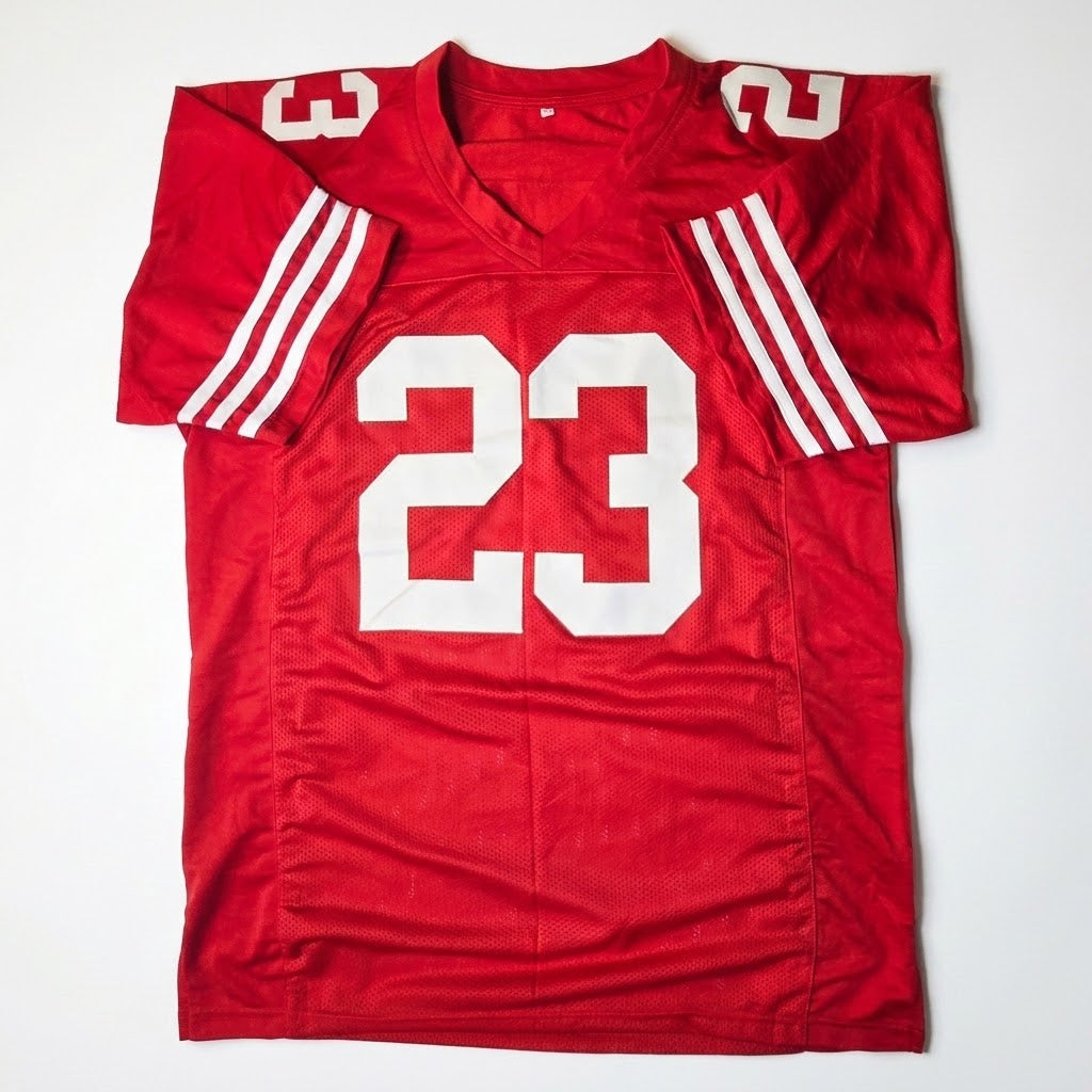 Christian McCaffrey signed 49ers custom football jersey size XL, certification GV979864