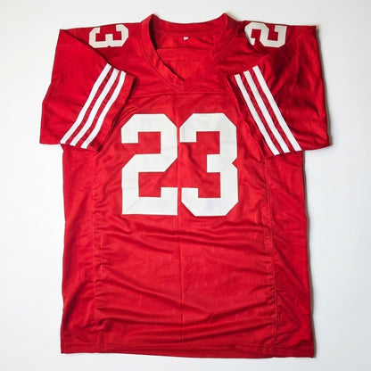 Christian McCaffrey signed 49ers custom football jersey size XL, certification GV979864