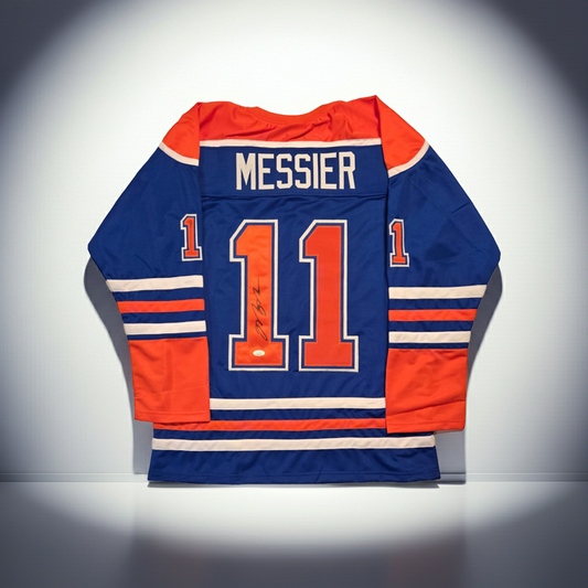 Autographed Mark Messier Edmonton Blue Hockey Jersey JSA COA