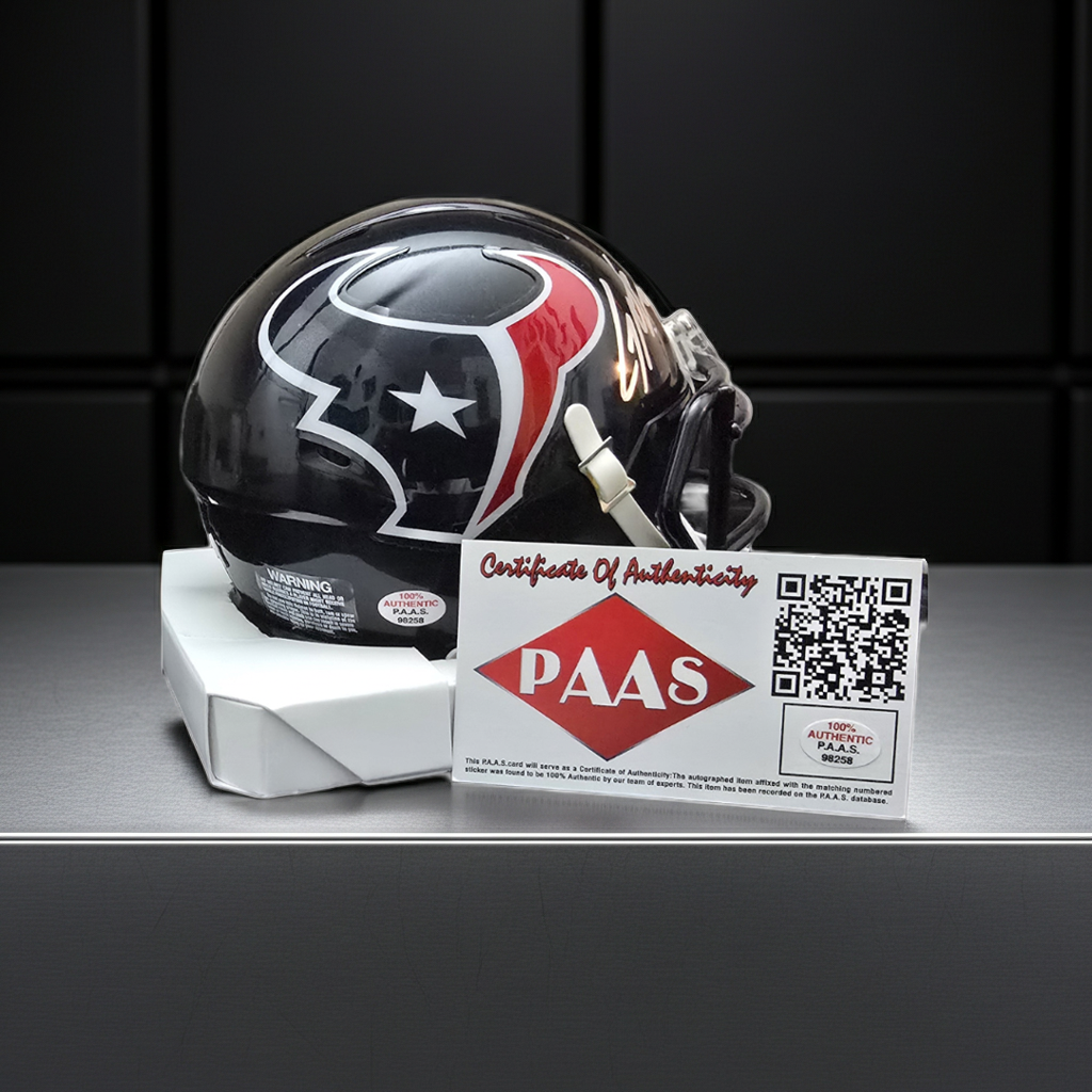 CJ Stroud of the Houston Texans signed mini football helmet With COA