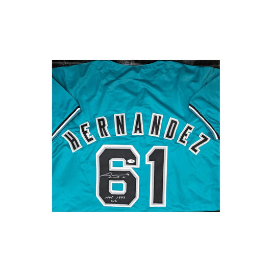 Livan Hernandez Florida Marlins Autographed & Inscribed Jersey JSA Witnessed QR Code Hologram