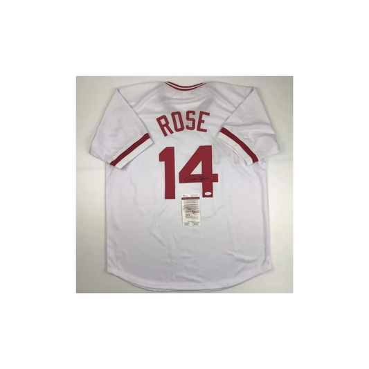 Pete Rose Autographed Cincinnati Reds Baseball Jersey JSA COA - Fan Freaks