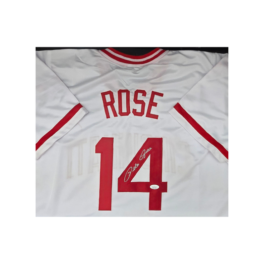 Pete Rose Autographed Cincinnati Reds Baseball Jersey JSA COA - Fan Freaks