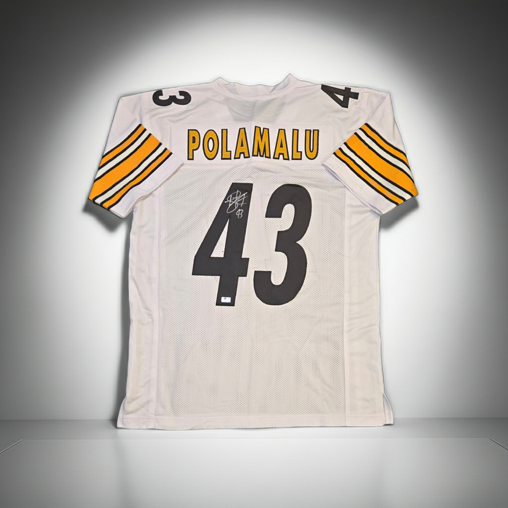 Troy Polamalu Pittsburgh Steelers Autographed Football Jersey coa