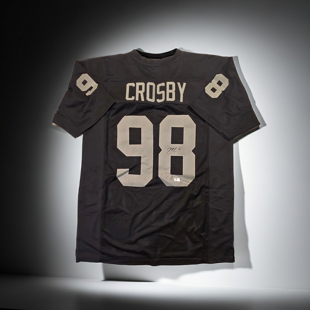 Maxx Crosby Las Vegas Raiders Autographed Black Football Jersey coa (XL)