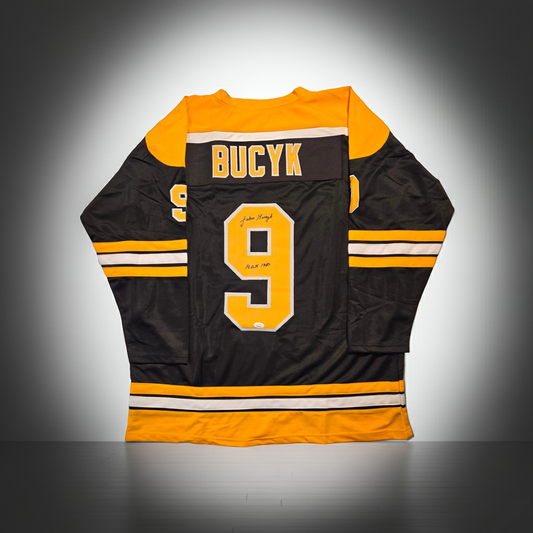 Johnny Bucyk Boston Bruins Autographed & Ins Custom Hockey Jersey COA