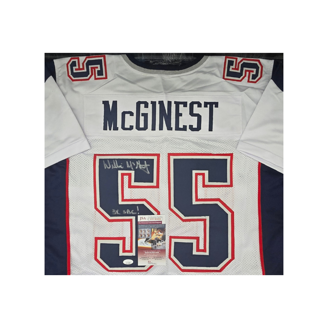 Willie McGinest New England Patriots Autographed & Ins Custom Football Jersey With COA - Fan Freaks