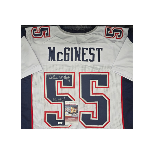 Willie McGinest New England Patriots Autographed & Ins Custom Football Jersey With COA - Fan Freaks