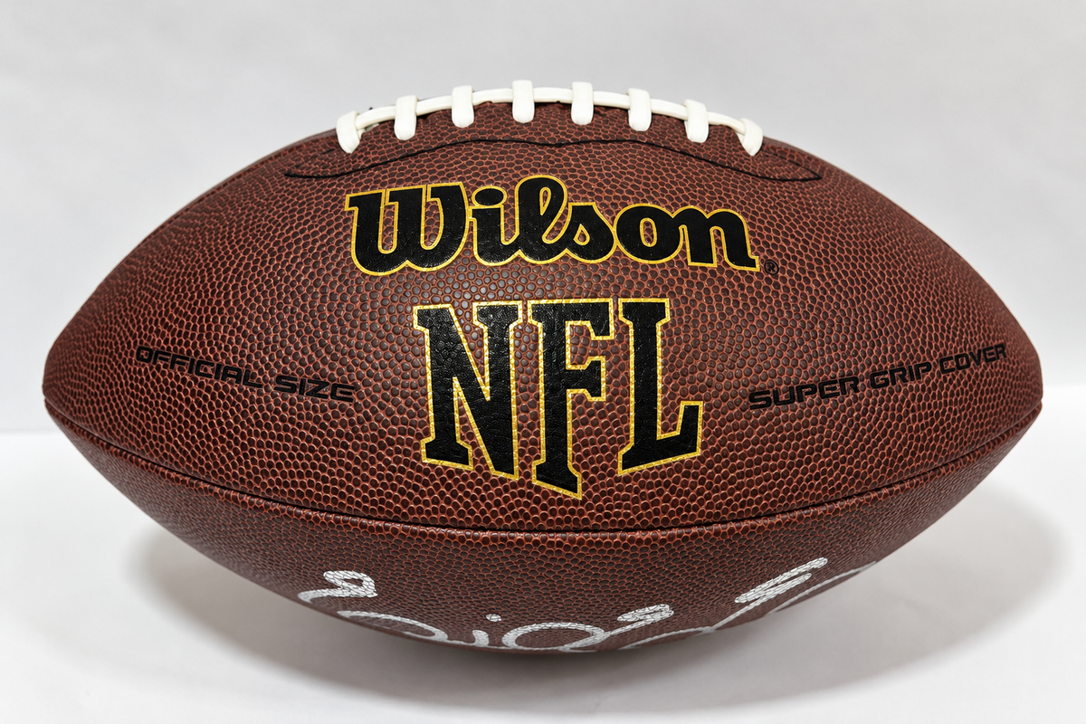 Wilson official size NFL football showing Wilson logo, NFL branding and Super Grip cover