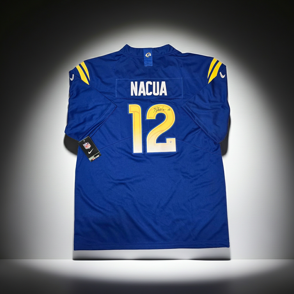 Puka Nacua LA Rams autographed football jersey COA (XL)