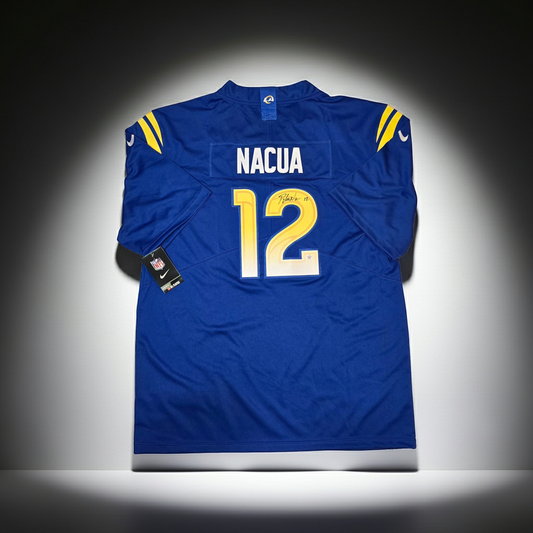 Puka Nacua LA Rams autographed football jersey COA (XL)