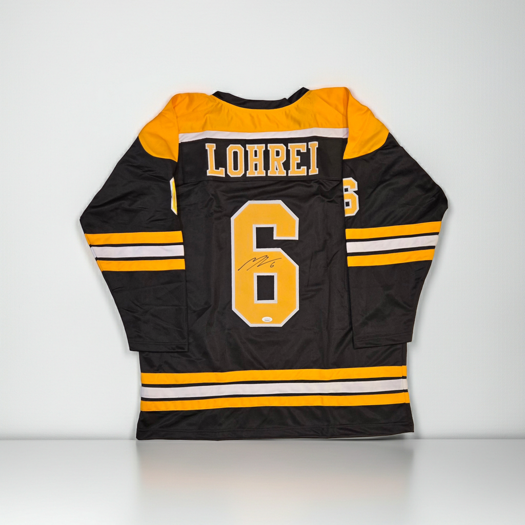 Mason Lohrei Boston Bruins Autographed Hockey Jersey JSA coa