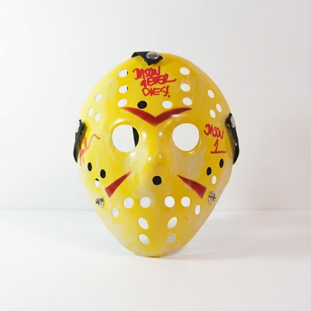 Ari Lehman JASON Friday the 13th Autographed & Inscribed Yellow Mask JSA coa