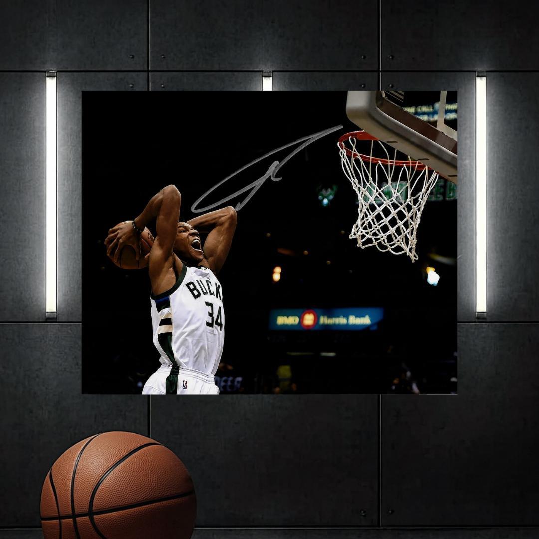 Giannis Antetokounmpo Milwaukee Bucks Signed Photo Print Autograph Wall Art