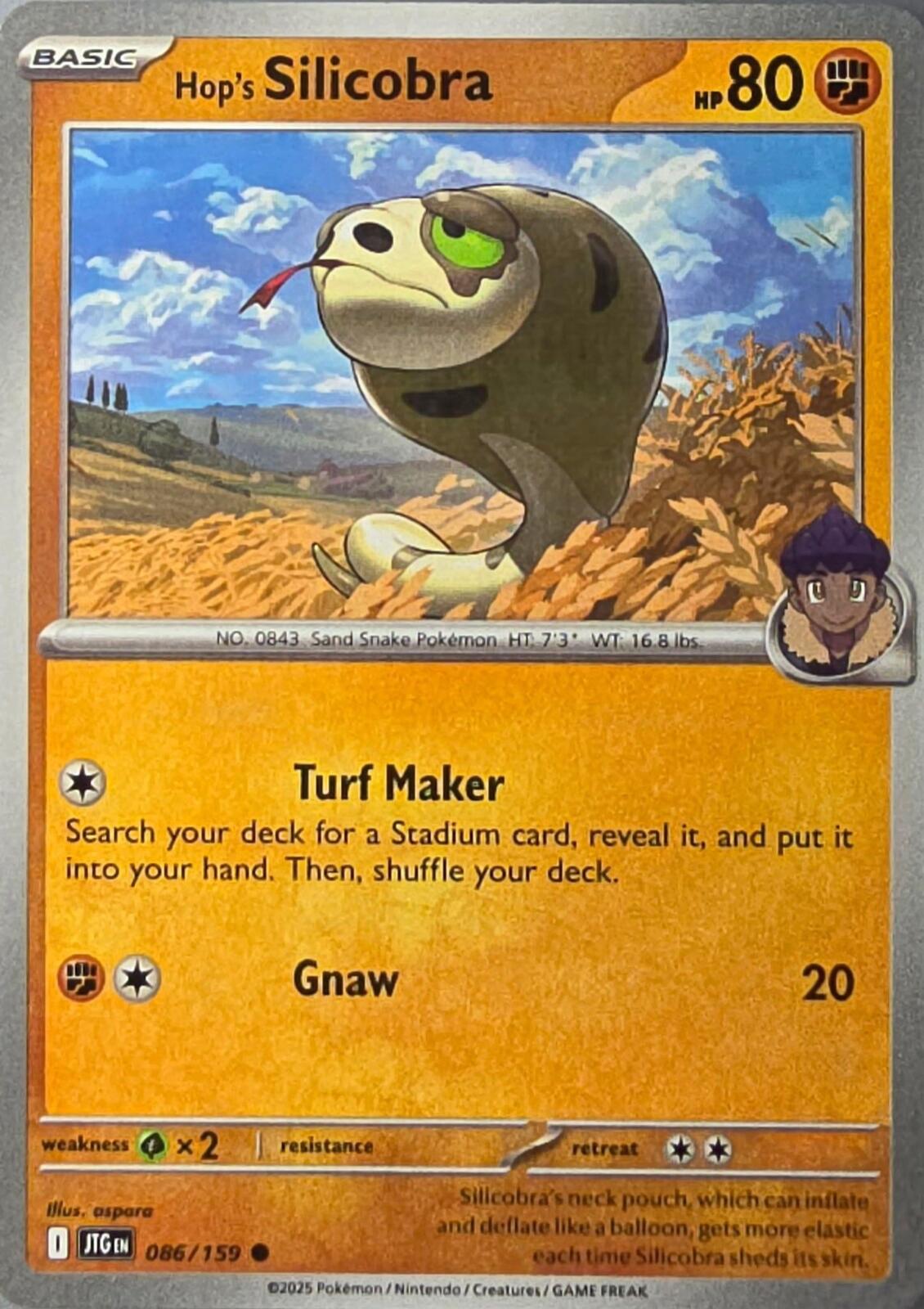 Hop's Silicobra Pokémon card  Crown Zenith