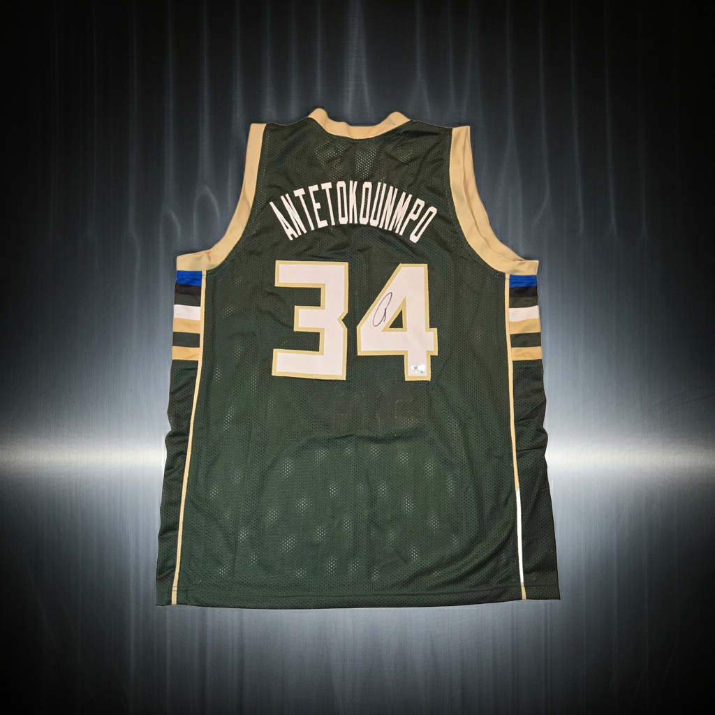 Giannis Antetokounmpo Milwaukee Bucks Away Basketball Jersey coa