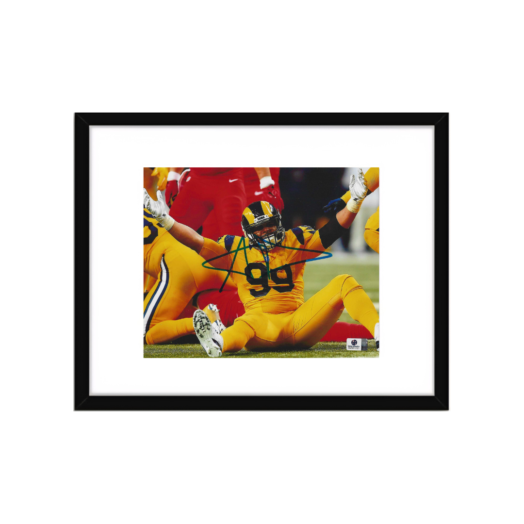 Aaron Donald Los Angeles Rams Autographed 8x10 Photo coa W/Frame