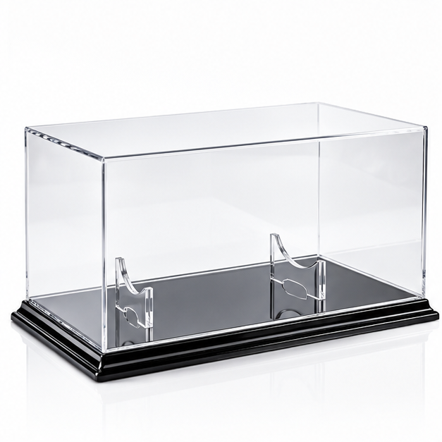 Illustrative rendering of clear acrylic football display case, view 1