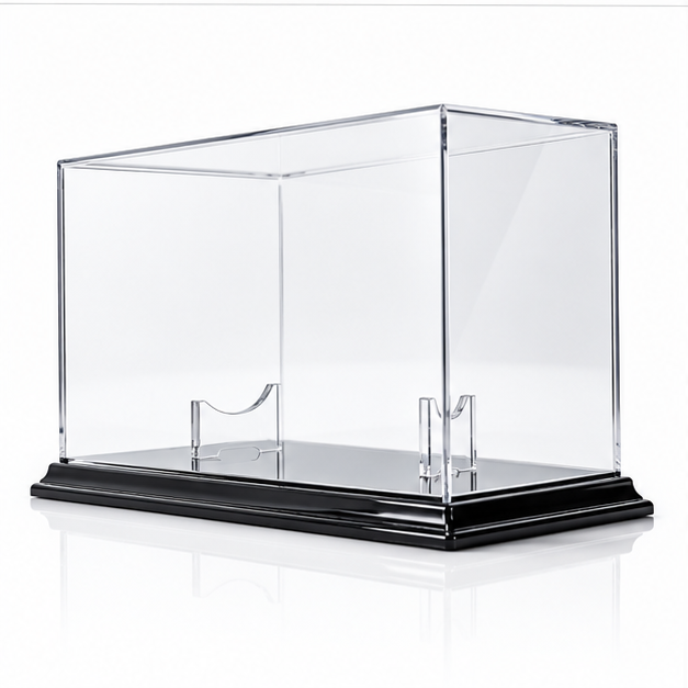 Illustrative rendering of clear acrylic football display case, view 3