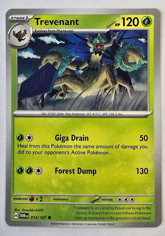 Trevenant Pokémon card (number 013/167) Twilight Masquerade