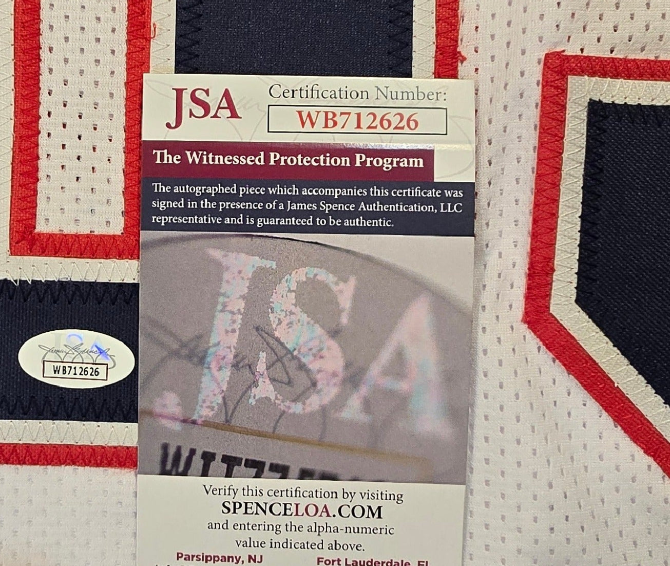 Joe Andruzzi New England Patriots Autographed Football Jersey JSA coa (XL)