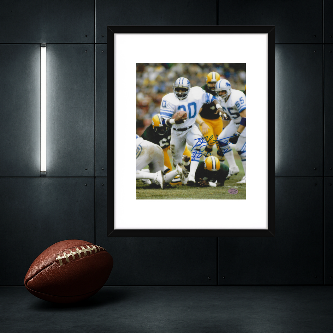 Billy Sims Detroit Lions Autographed & Inscribed 8x10 Photo With COA W/Frame