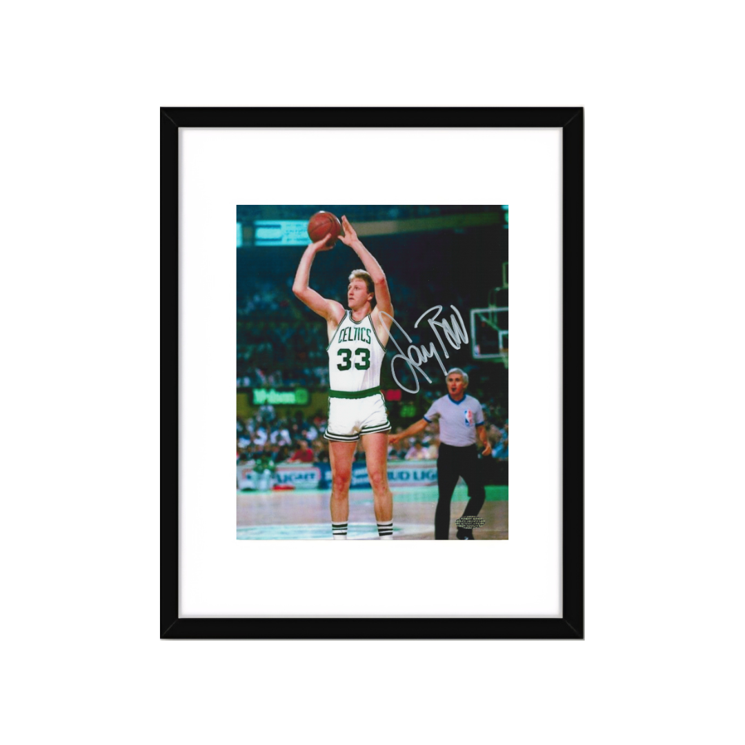 LARRY BIRD SIGNED 8X10 PHOTO BOSTON CELTICS WITH COA W/Frame - Fan Freaks