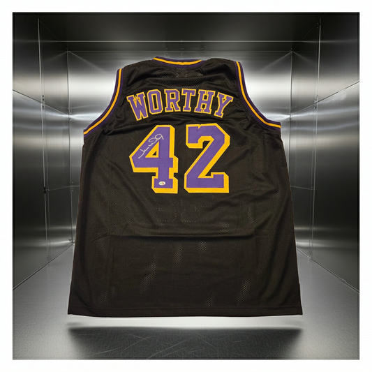 JAMES WORTHY SIGNED LOS ANGELES LAKERS 42 JERSEY WITH COA