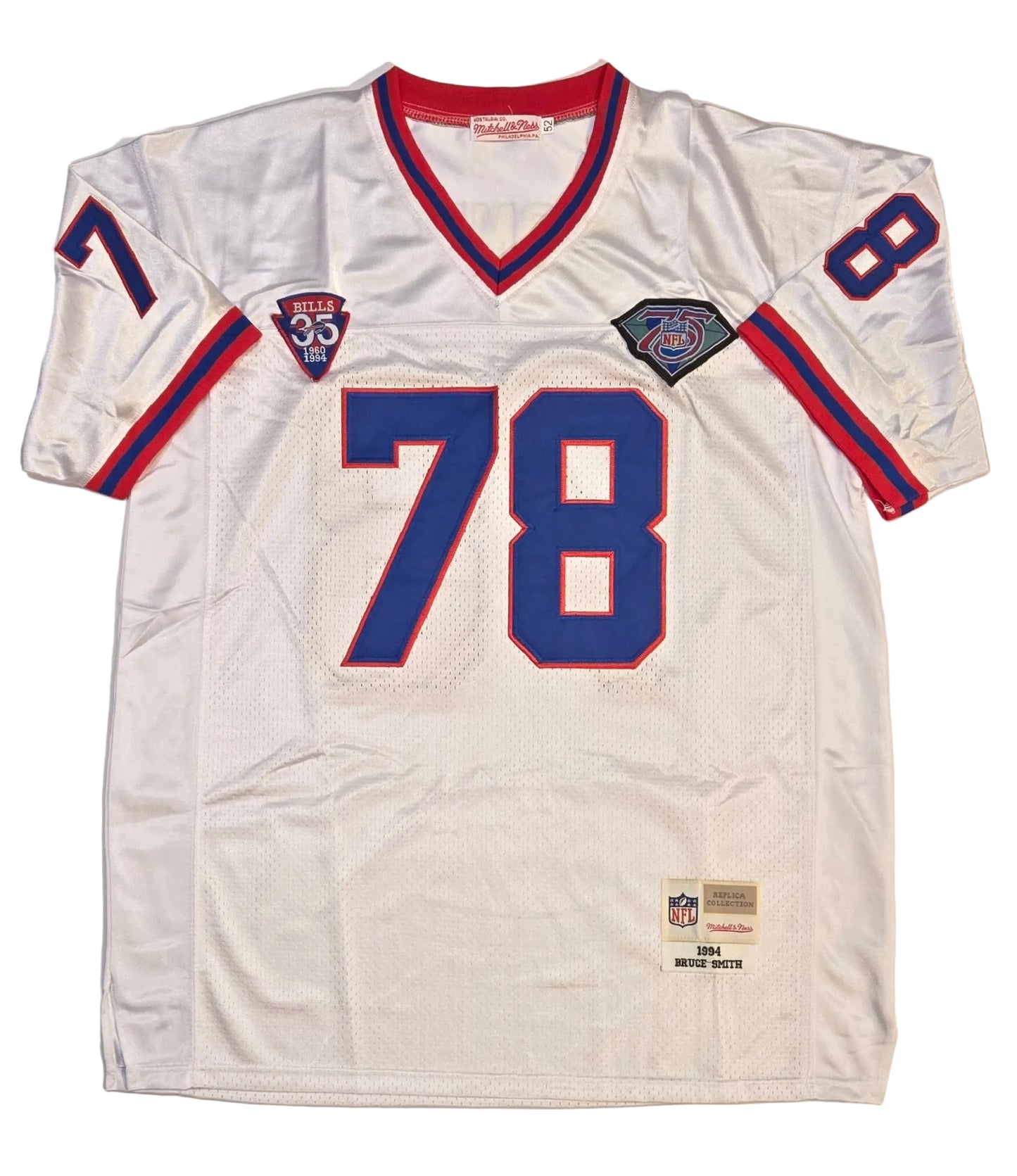 Bruce Smith of the Buffalo Bills autographed football jersey COA (XL)
