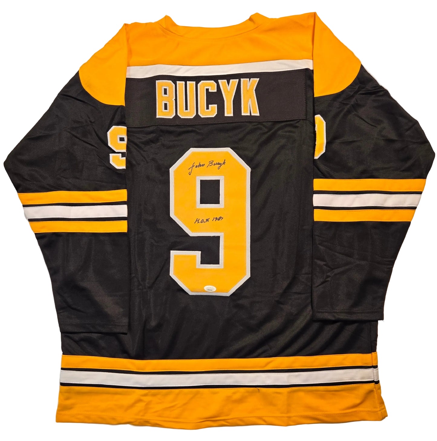 Johnny Bucyk Boston Bruins Autographed & Ins Custom Hockey Jersey COA