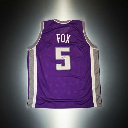 De'Aaron Fox of the Sacramento Kings signed basketball jersey COA