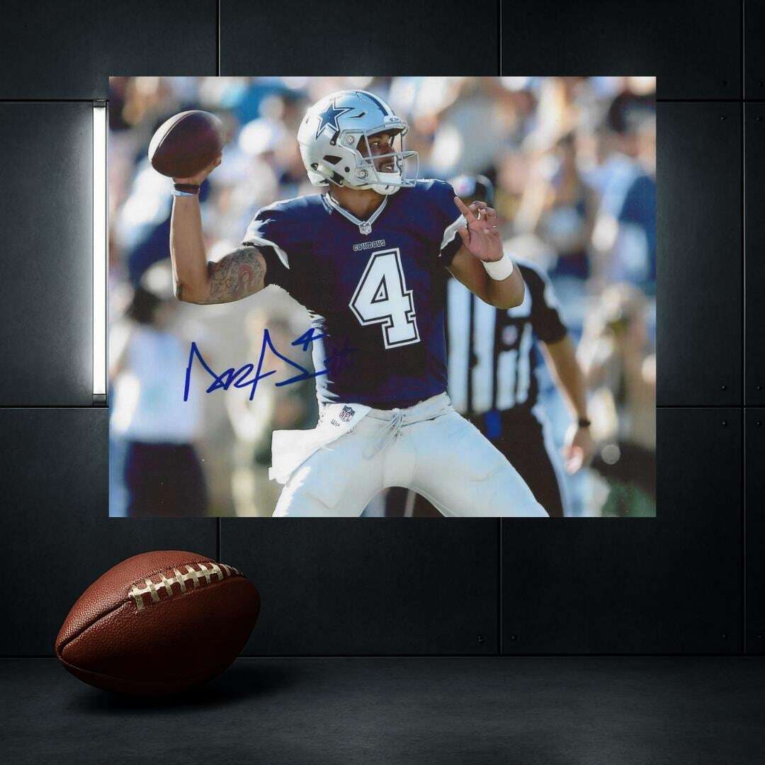 Dak Prescott of the Dallas Cowboys Signed Photo Print Autograph Wall Art