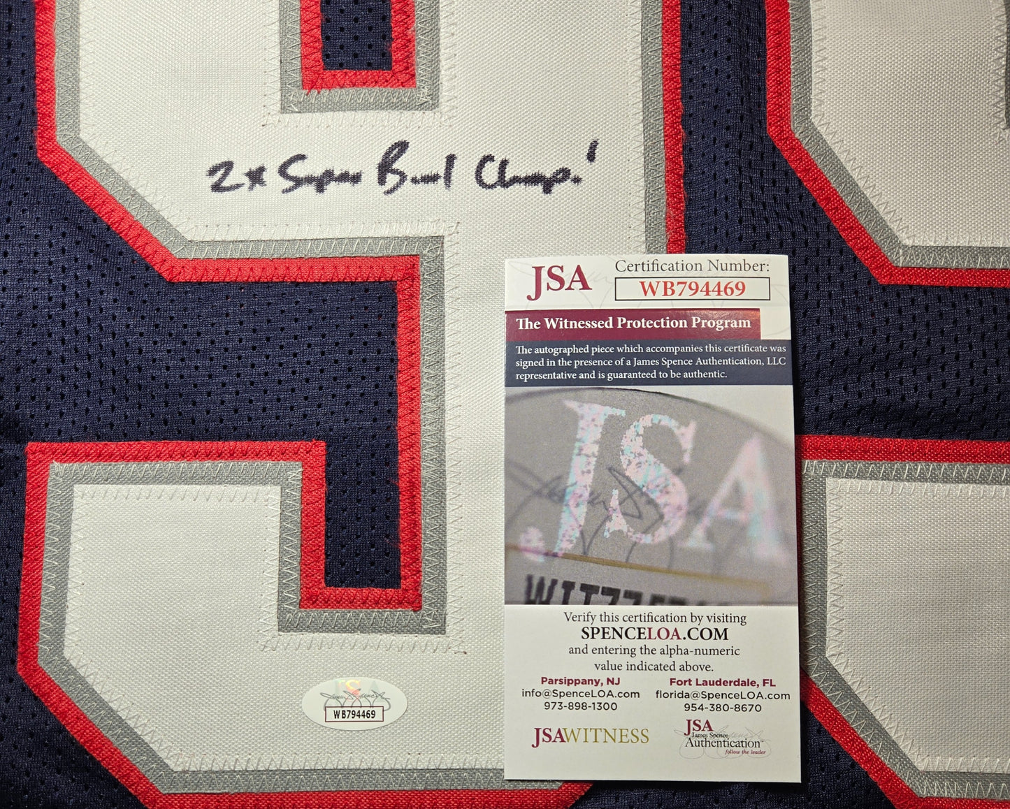 Tully Banta-Cain New England Patriots Autographed Football Jersey JSA coa (XL)