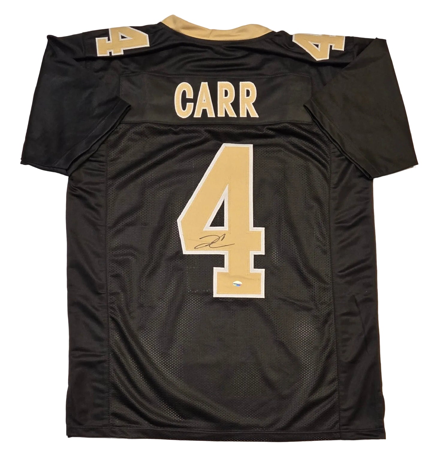 Derek Carr New Orleans Saints Autographed Black Football Jersey coa (XL)