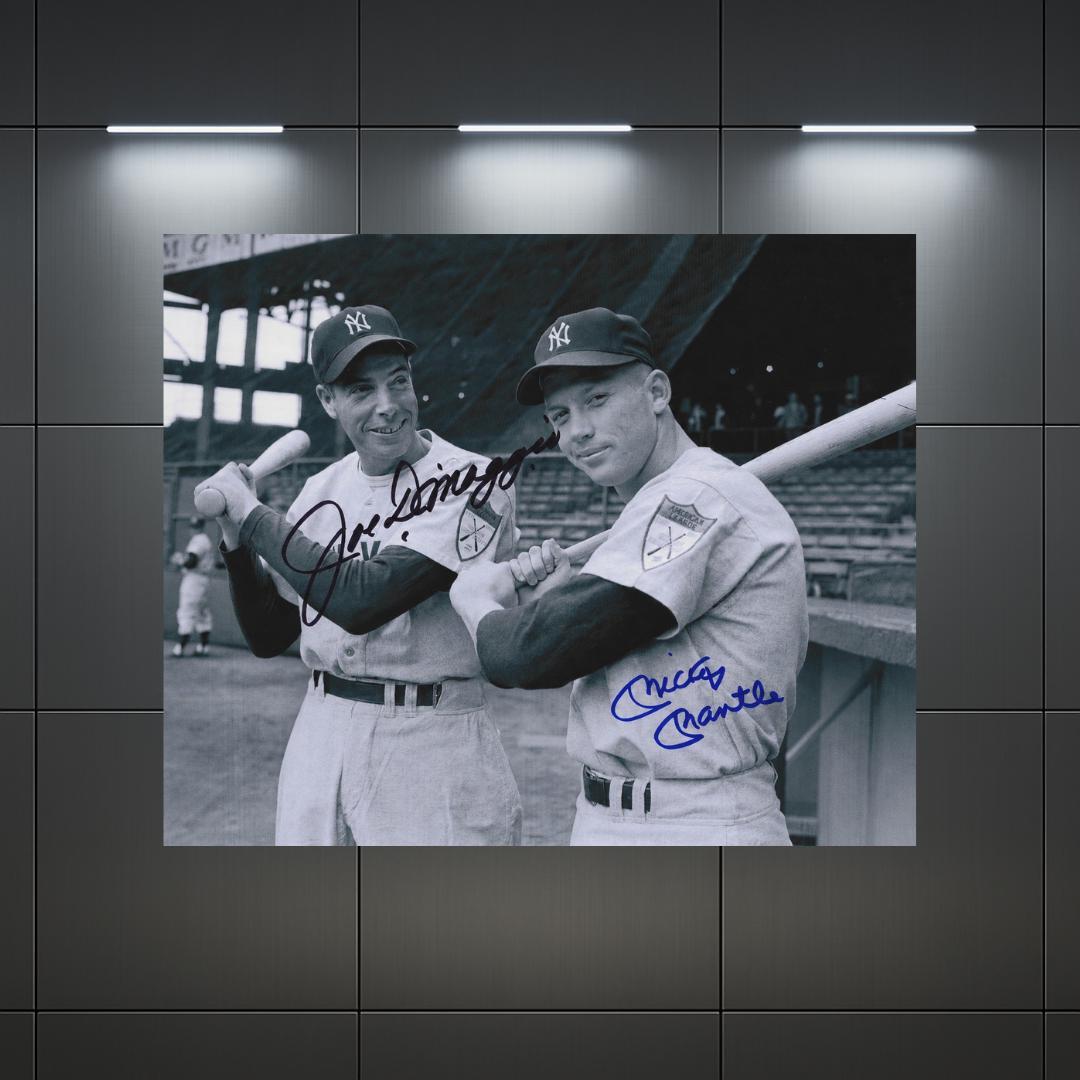 Joe DiMaggio And Mickey Mantle New York Yankees Signed Photo Print Autograph Wall Art