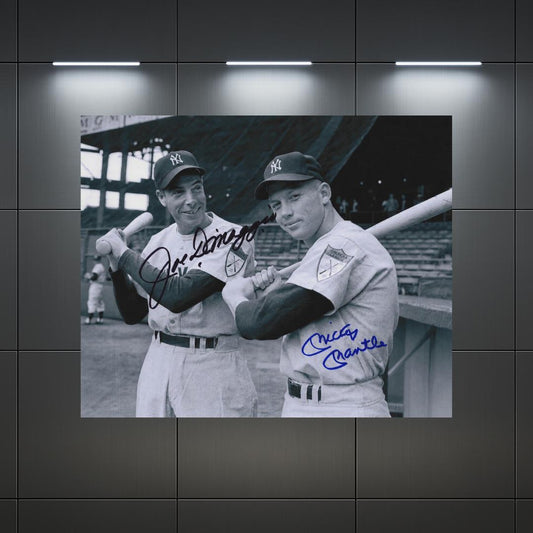Joe DiMaggio And Mickey Mantle New York Yankees Signed Photo Print Autograph Wall Art