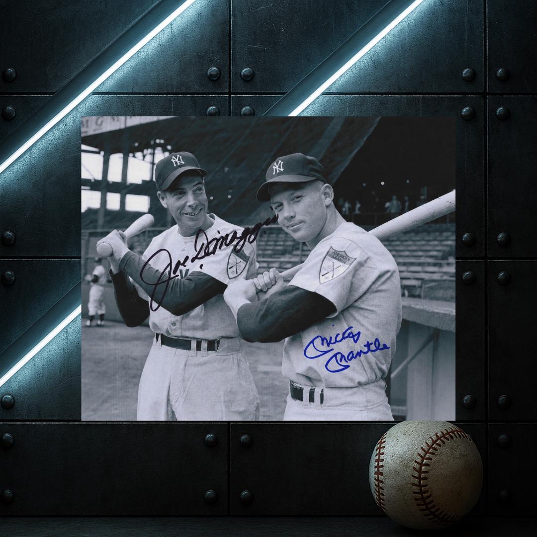 Joe DiMaggio And Mickey Mantle New York Yankees Signed Photo Print Autograph Wall Art