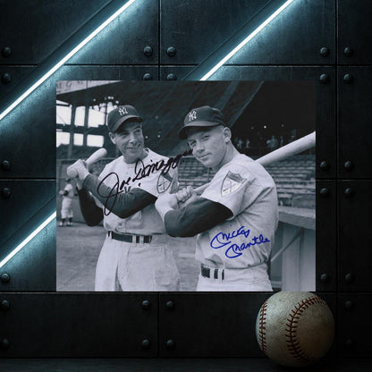 Joe DiMaggio and Mickey Mantle New York Yankees printed signature-style 8x10 photo art reprint, product image 2 of 3; not hand-autographed