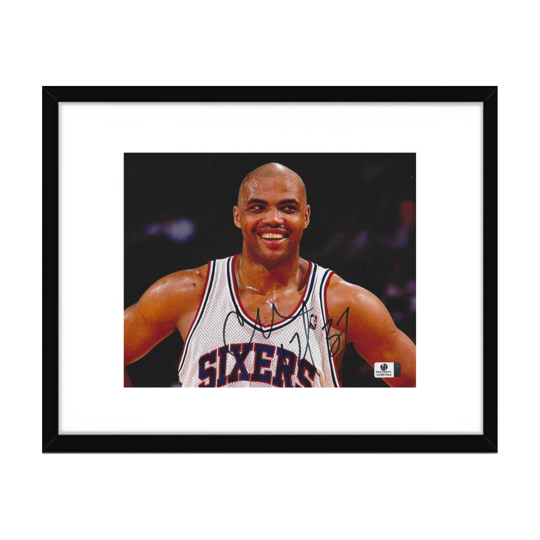 Charles Barkley Phil 76ers Autographed 8x10 Photo coa W/Frame