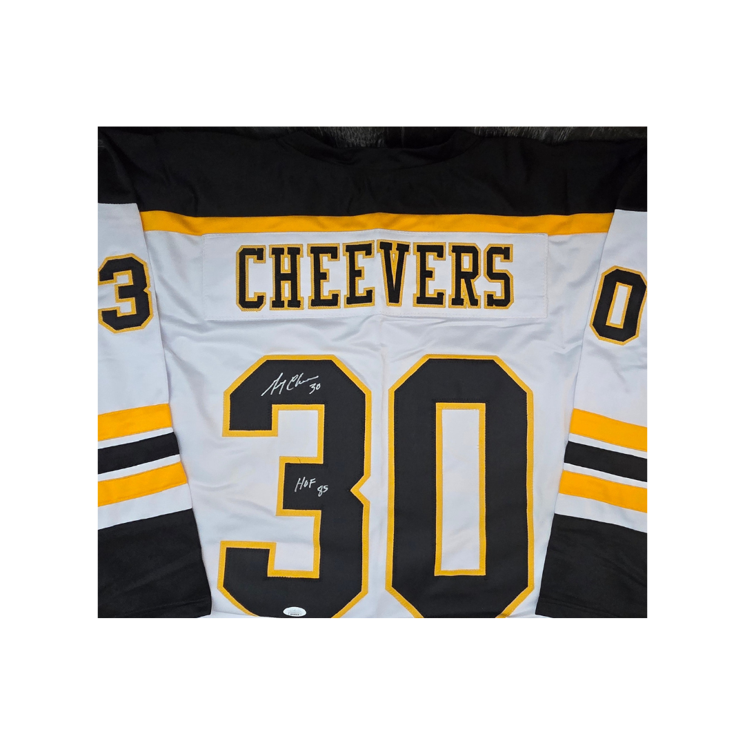 Gerry Cheevers Boston Bruins Autographed Custom Hockey Jersey coa - Fan Freaks