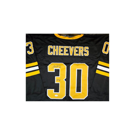 Gerry Cheevers Boston Bruins Autographed & Insc Hockey Black Jersey coa