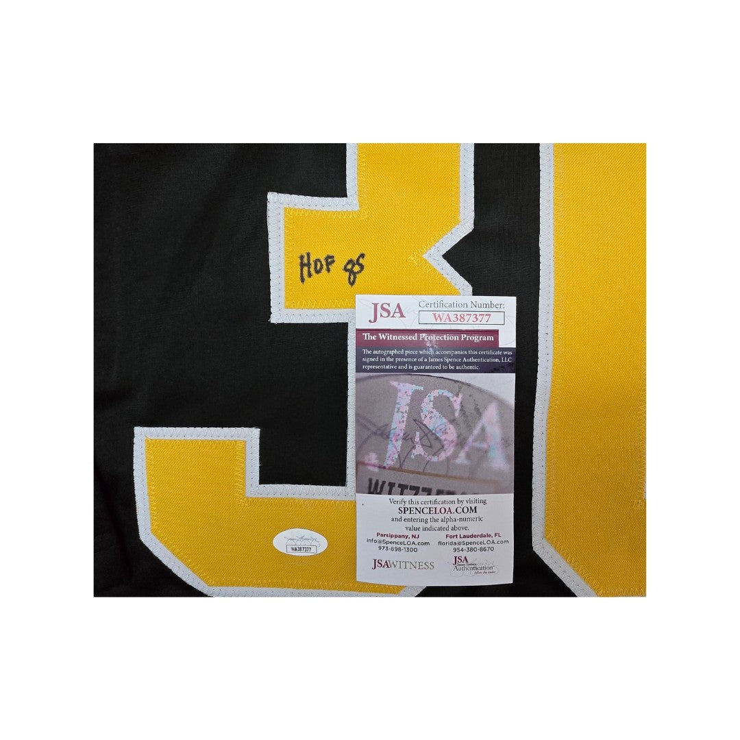 Gerry Cheevers Boston Bruins Autographed & Insc Hockey Black Jersey coa