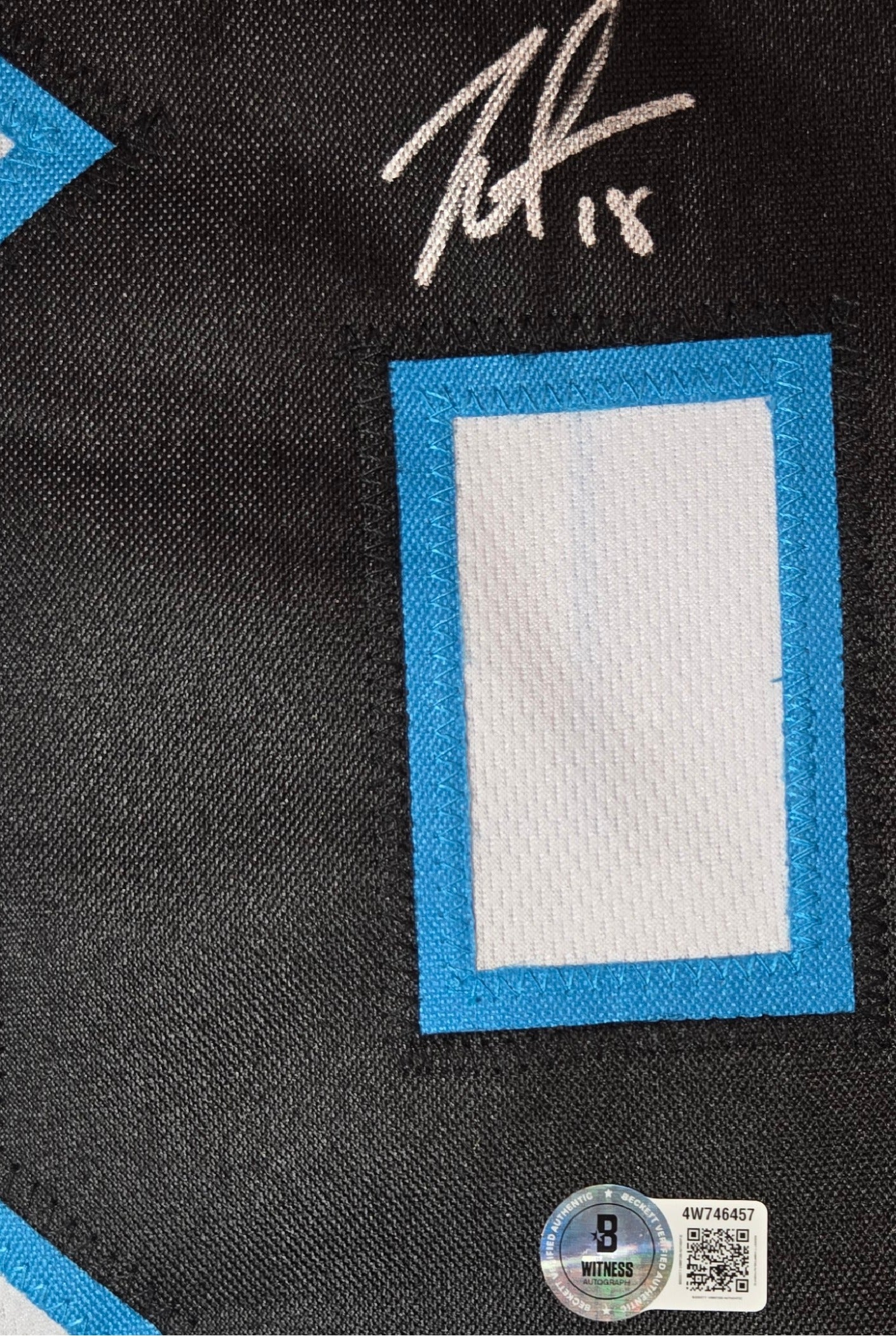 Jalen Coker Carolina Panthers Signed White Football Jersey Beckett Holo