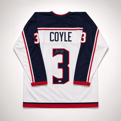 Charlie Coyle Colorado Avalanche autographed hockey jersey, back view